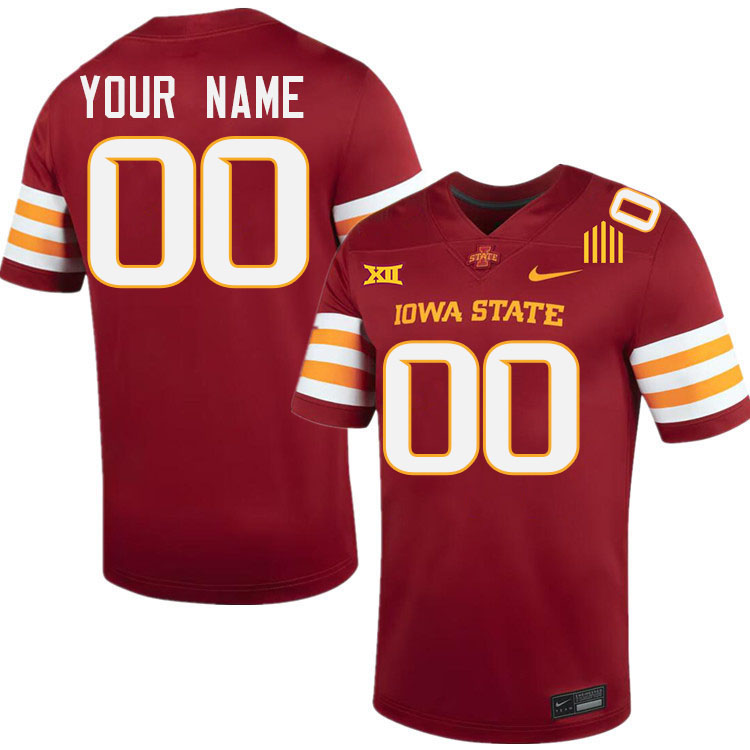 Custom Iowa State Cyclones Name And Number Football Jersey-Cardinal